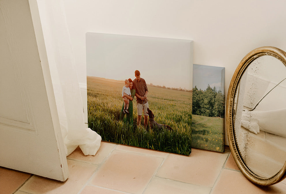 Tela fotografica personalizzata con foto di famiglia.