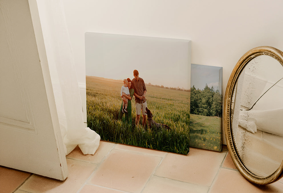 Toile photo personnalisée avec une photo de famille.